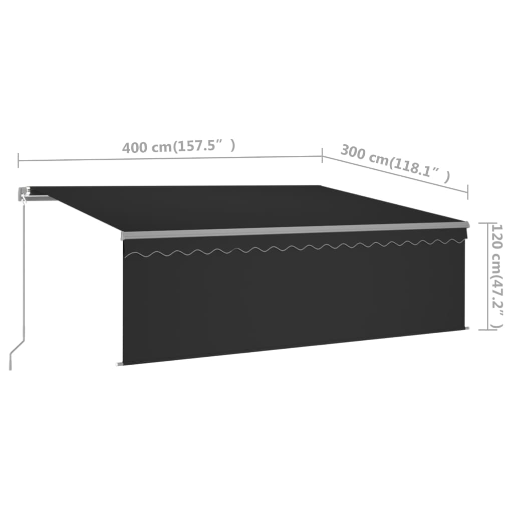 Gelenkarmmarkise Einziehbar mit Jalousie & LED 4x3 m Anthrazit | Stepinfit