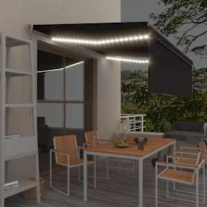 Ručně zatahovací markýza s roletou a LED 4 x 3 m antracitová - obrázek 1