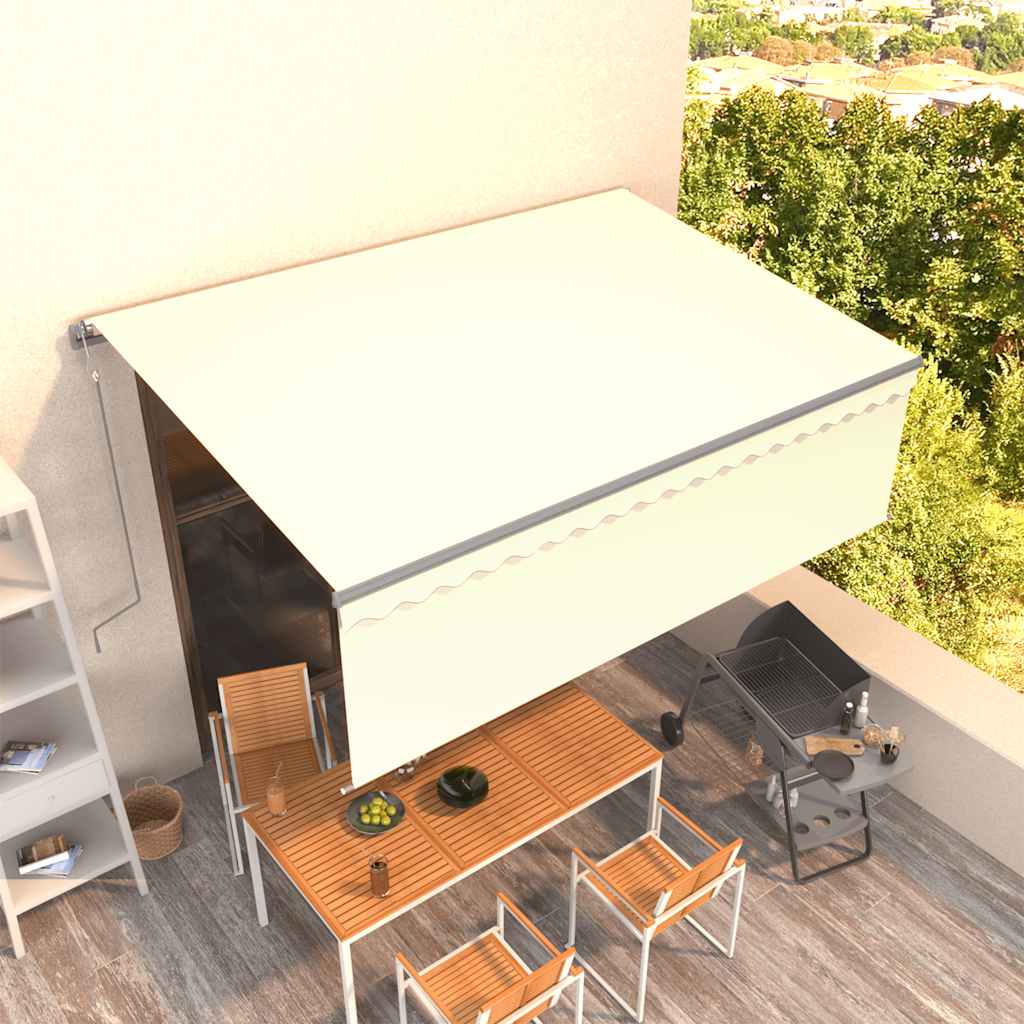 vidaXL Copertină retractabilă automat, cu stor, crem, 4x3 m