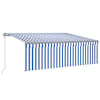 vidaXL automaatne varikatus, LED, tuuleandur, 4x3 m, sinine ja valge