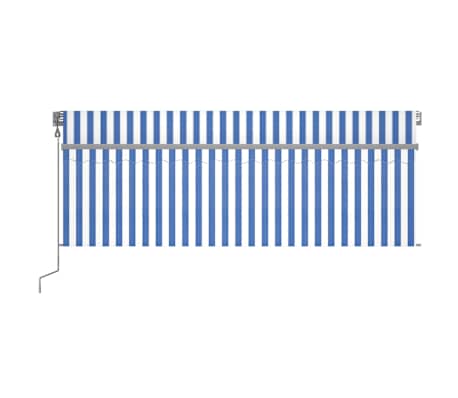 vidaXL Luifel automatisch rolgordijn LED windsensor 4x3 m blauw en wit