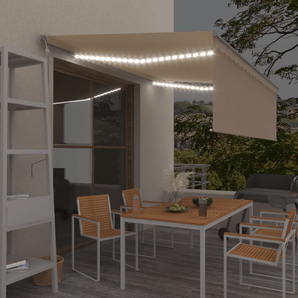 vidaXL Markise Automatisch mit Rollo LED Windsensor 4x3 m Creme