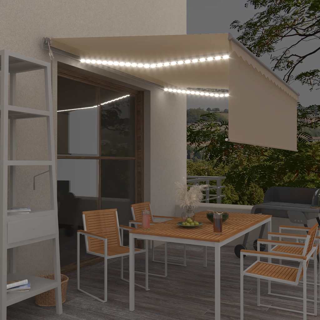vidaXL Markise Automatisch mit Rollo LED Windsensor 4x3 m Creme
