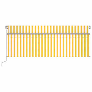 vidaXL Copertină retractabilă manual cu stor, galben&alb, 4,5x3 m