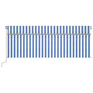 vidaXL Toldo manual retr&aacute;ctil con persiana y LED azul y blanco 4,5x3 m