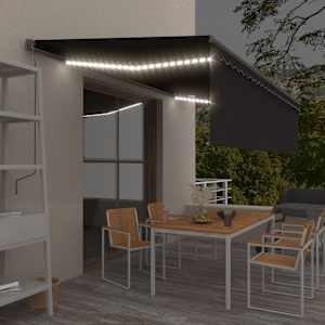 Ručně zatahovací markýza s roletou a LED 5 x 3 m antracitová - obrázek 1