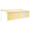 vidaXL automaatne varikatus LED, tuuleandur, 5x3 m, kollane ja valge