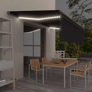 Avtomatska tenda s senčilom LED + senzor 5x3 m antracitna