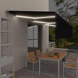 Ručně zatahovací markýza s roletou a LED 6 x 3 m antracitová - obrázek 1