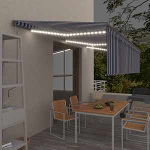 Automatická markýza roleta LED senzor větru 6x3 m modrá a bílá - obrázek 1