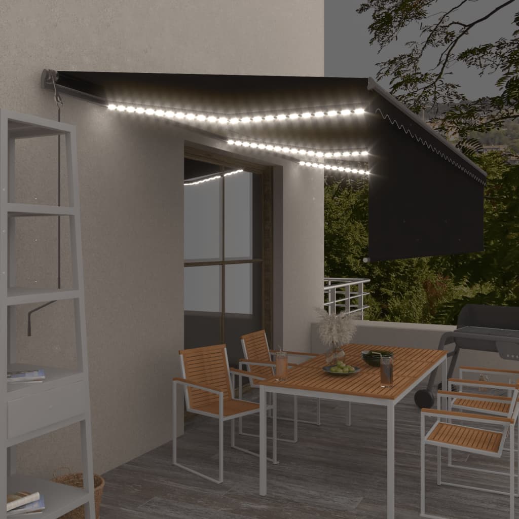 vidaXL Markise Automatisch mit Rollo LED Windsensor 6x3m Anthrazit