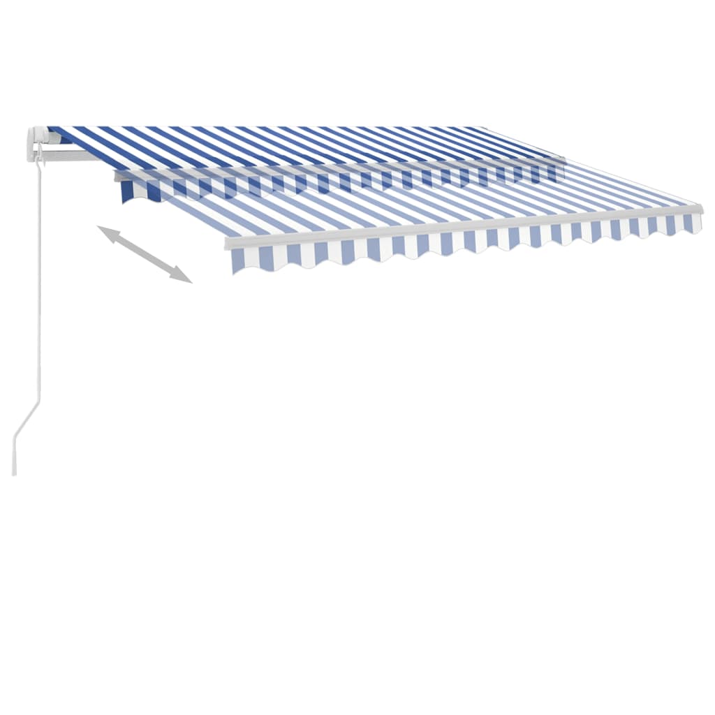 vidaXL Toldo de pie retráctil manual azul y blanco 300x250 cm