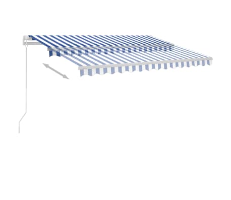 vidaXL Freestanding Manual Retractable Awning 118.1"x98.4" Blue/White