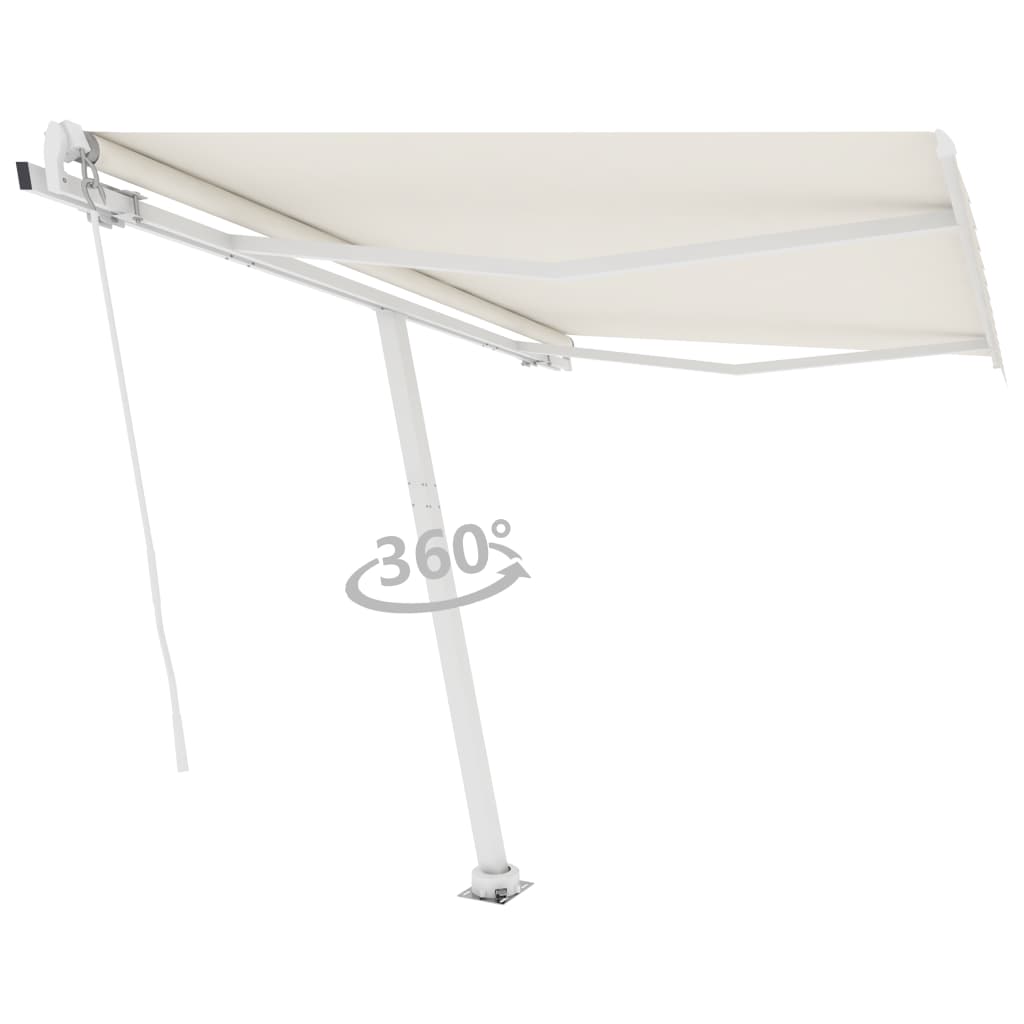 vidaXL Freestanding Manual Retractable Awning 118.1"x98.4" Cream