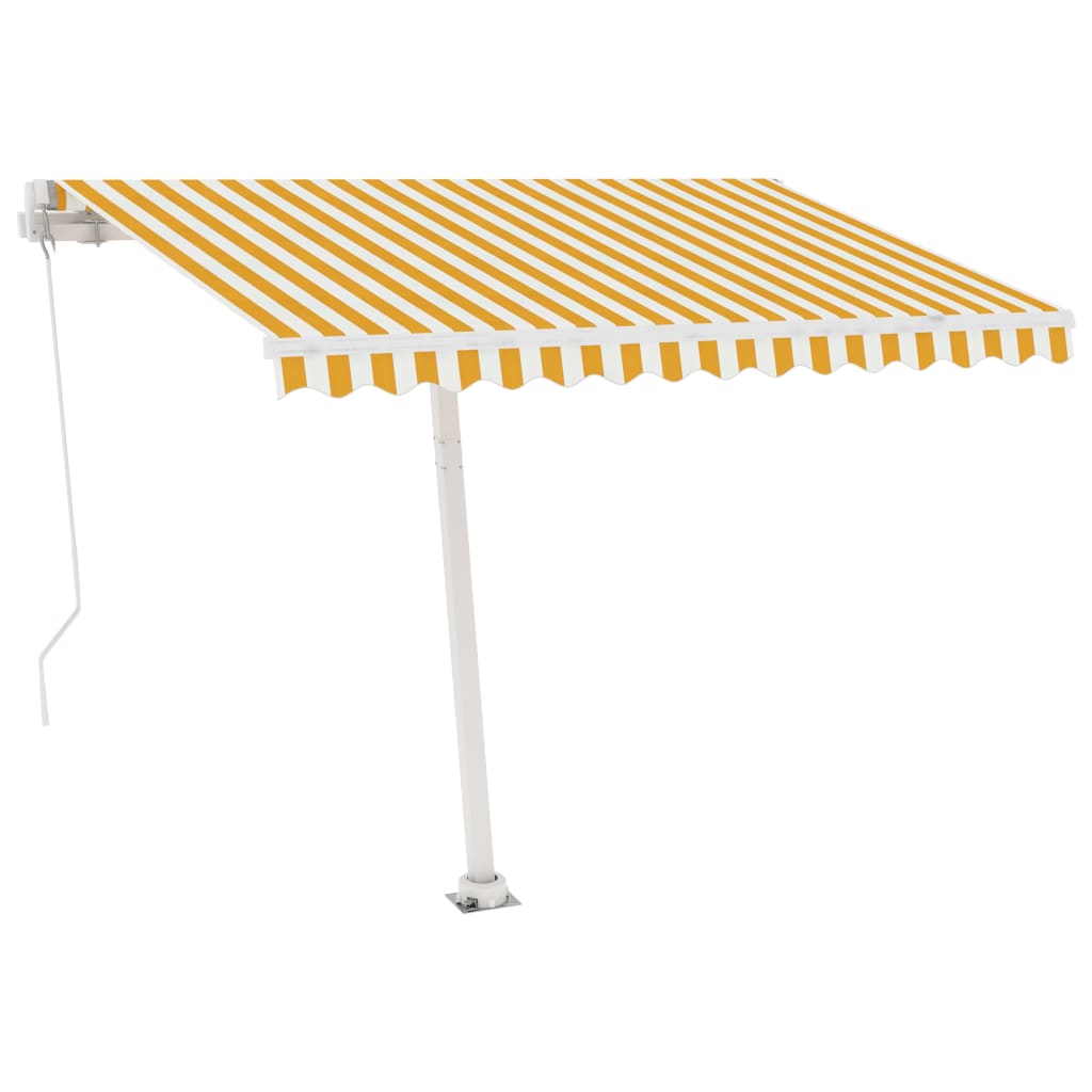 vidaXL Volně stojící ručně zatahovací markýza 300 x 250 cm žlutá/bílá