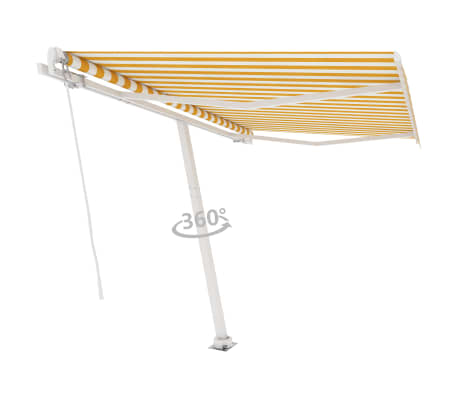 vidaXL Prostostoječa ročno zložljiva tenda 300x250 cm rumena/bela