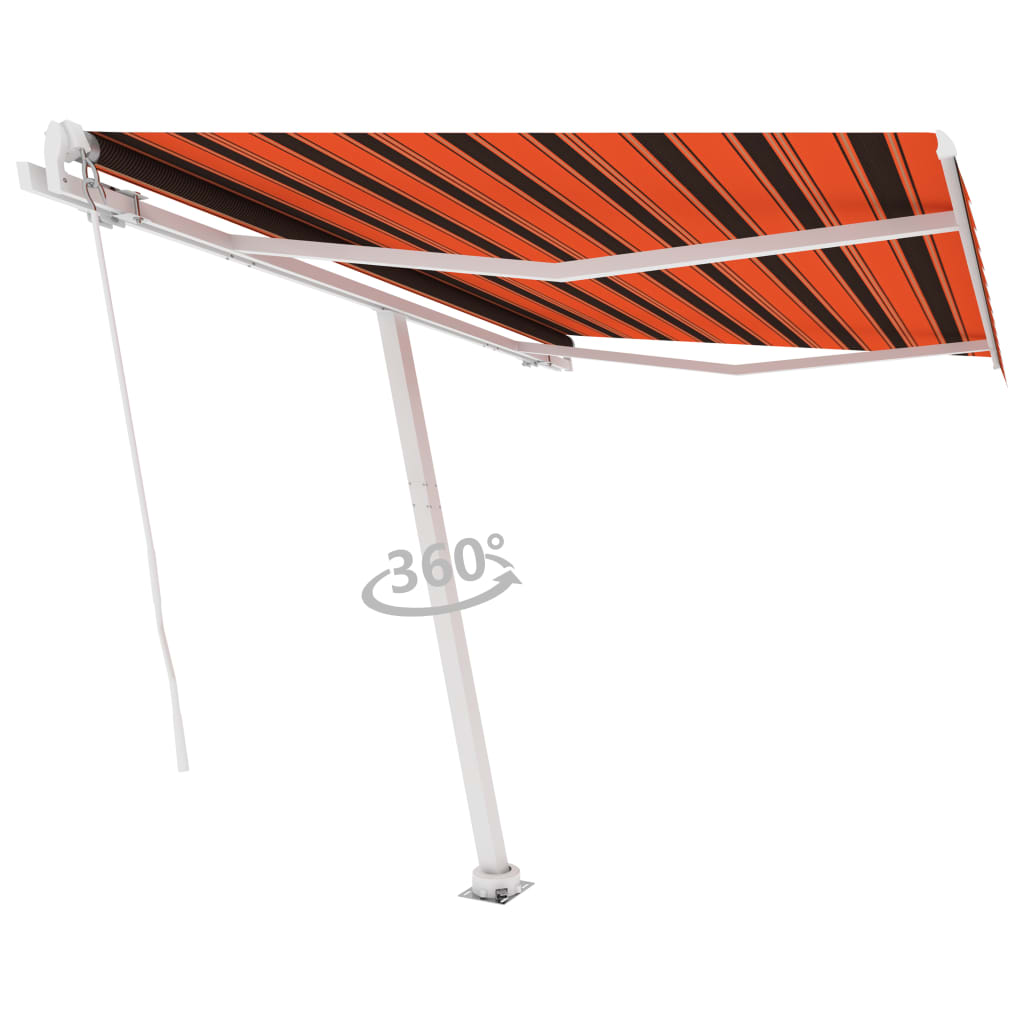 vidaXL Luifel vrijstaand handmatig uittrekbaar 300x250 cm oranje bruin afbeelding