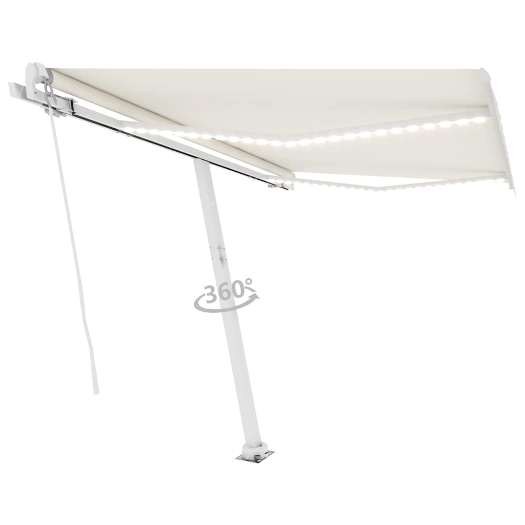 vidaXL Ručně zatahovací markýza s LED světlem 300 x 250 cm krémová