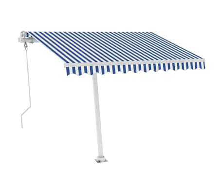 vidaXL Luifel vrijstaand automatisch 300x250 cm blauw en wit