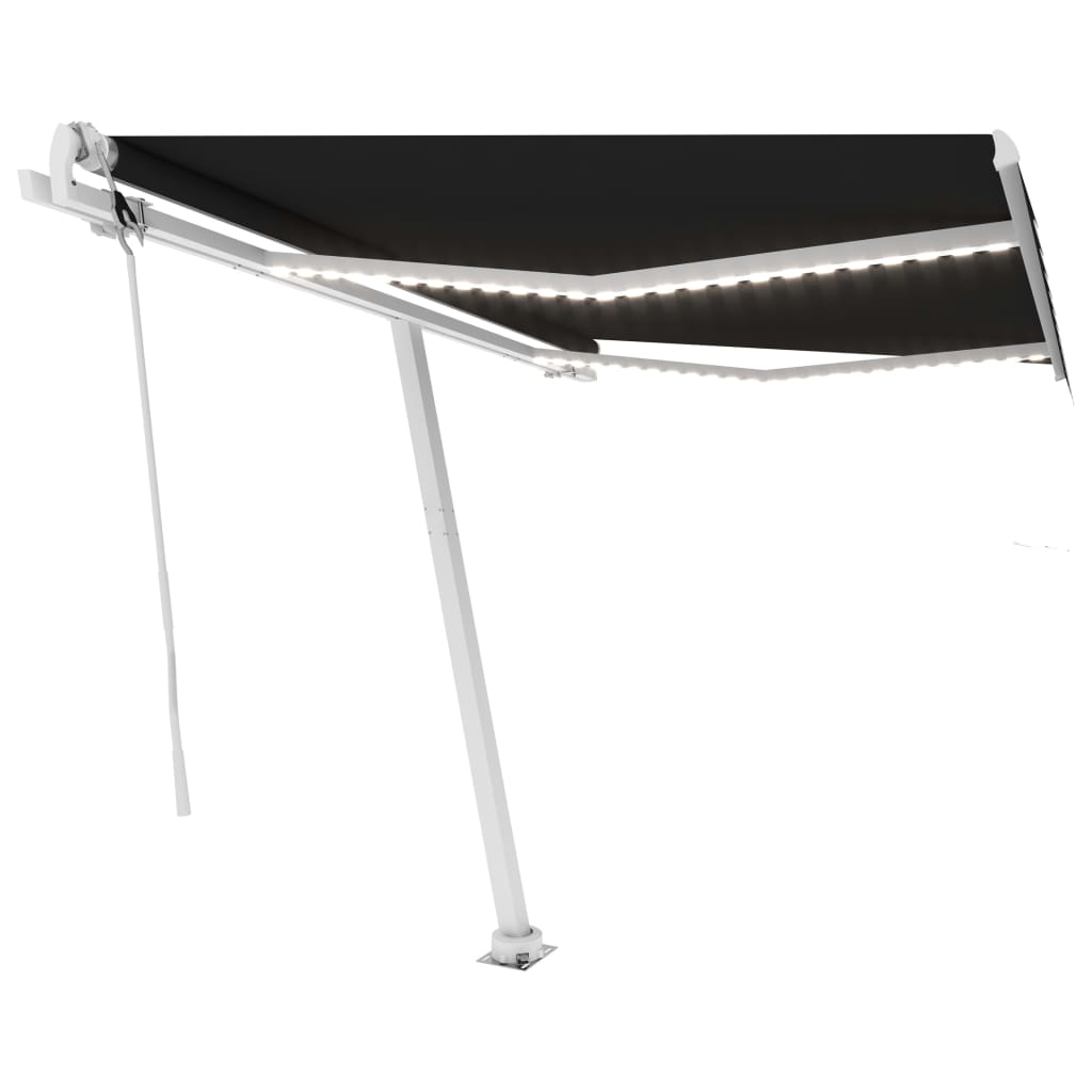 vidaXL antracitsz&uuml;rke sz&eacute;l&eacute;rz&eacute;kelős &eacute;s LED-es napellenző 300 x 250 cm