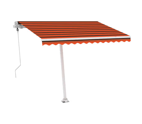 vidaXL markise m. LED + vindsensor 300x250 cm automatisk orange/brun