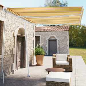 Prostostoječa ročno zložljiva tenda 350x250 cm rumena/bela