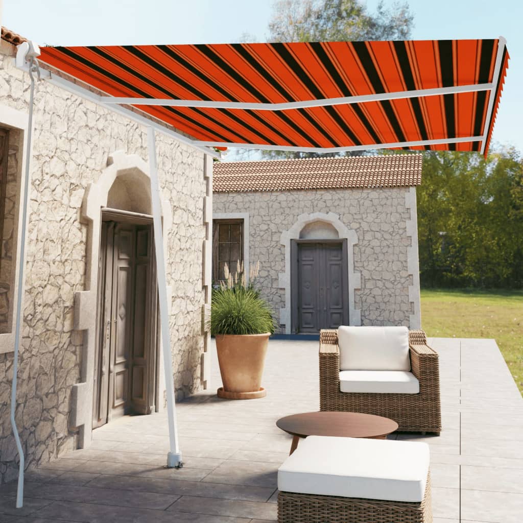 vidaXL Copertină autonomă retractabilă manual, oranj/maro, 350x250 cm