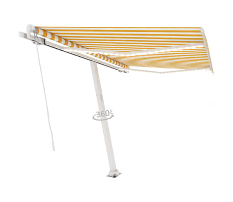 vidaXL Manual Retractable Awning with LED 350x250 cm Yellow and White
