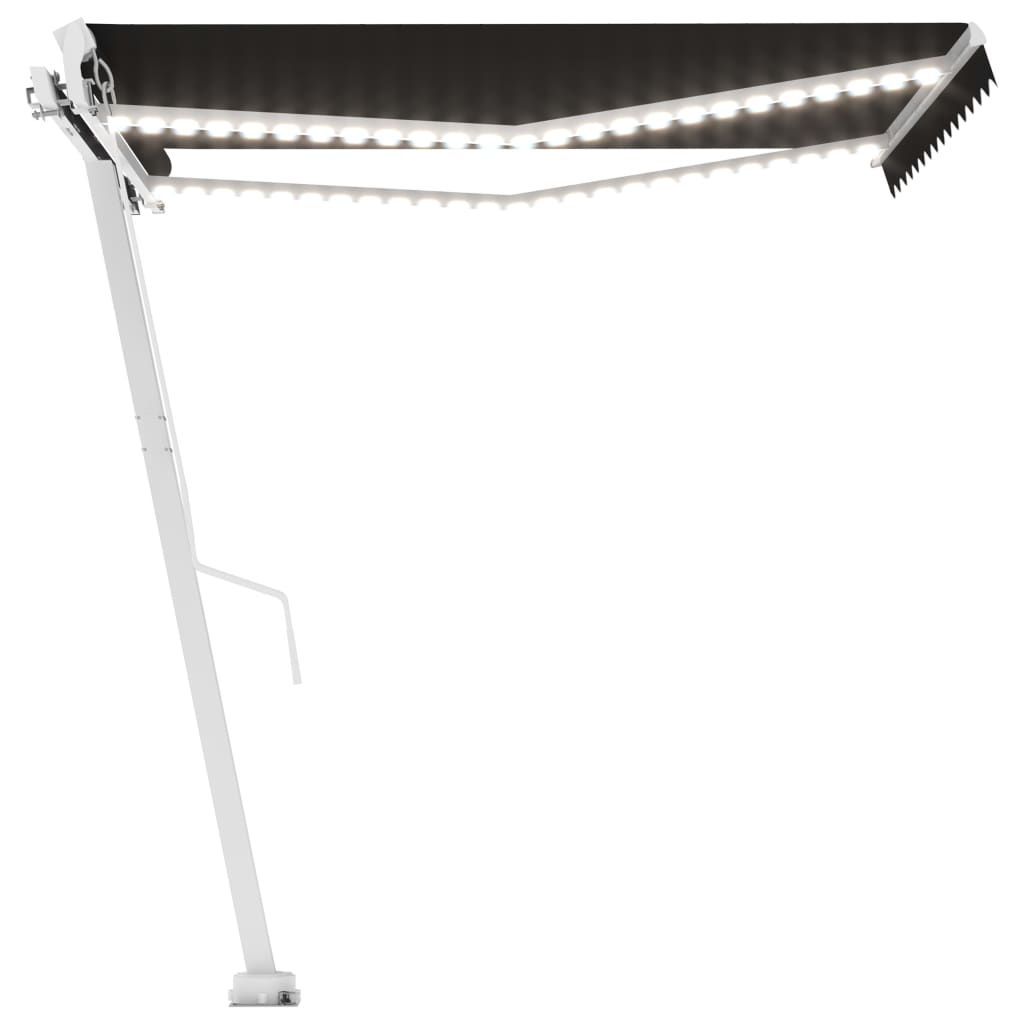 vidaXL Ručně zatahovací markýza s LED světlem 350 x 250 cm antracitová