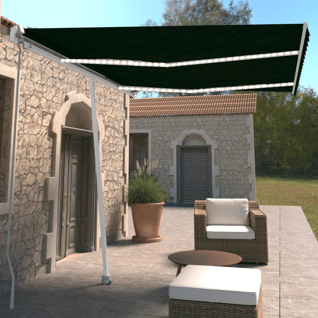  Manual Retractable Awning Outdoor Outdoor Awning Folding Arm with LED vidaXL