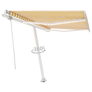 vidaXL Markizė su LED/vėjo jutikliu, geltona/balta, 350x250cm
