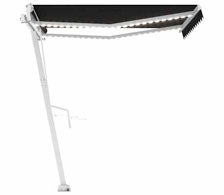vidaXL Automatinė markizė su LED/vėjo jutikliu, antracito, 350x250cm