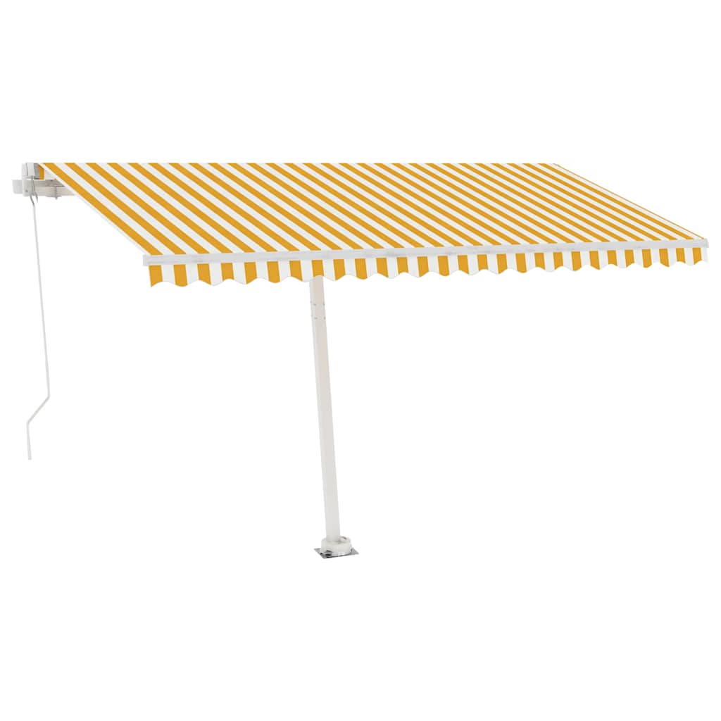 vidaXL Volně stojící ručně zatahovací markýza 400 x 300 cm žlutobílá