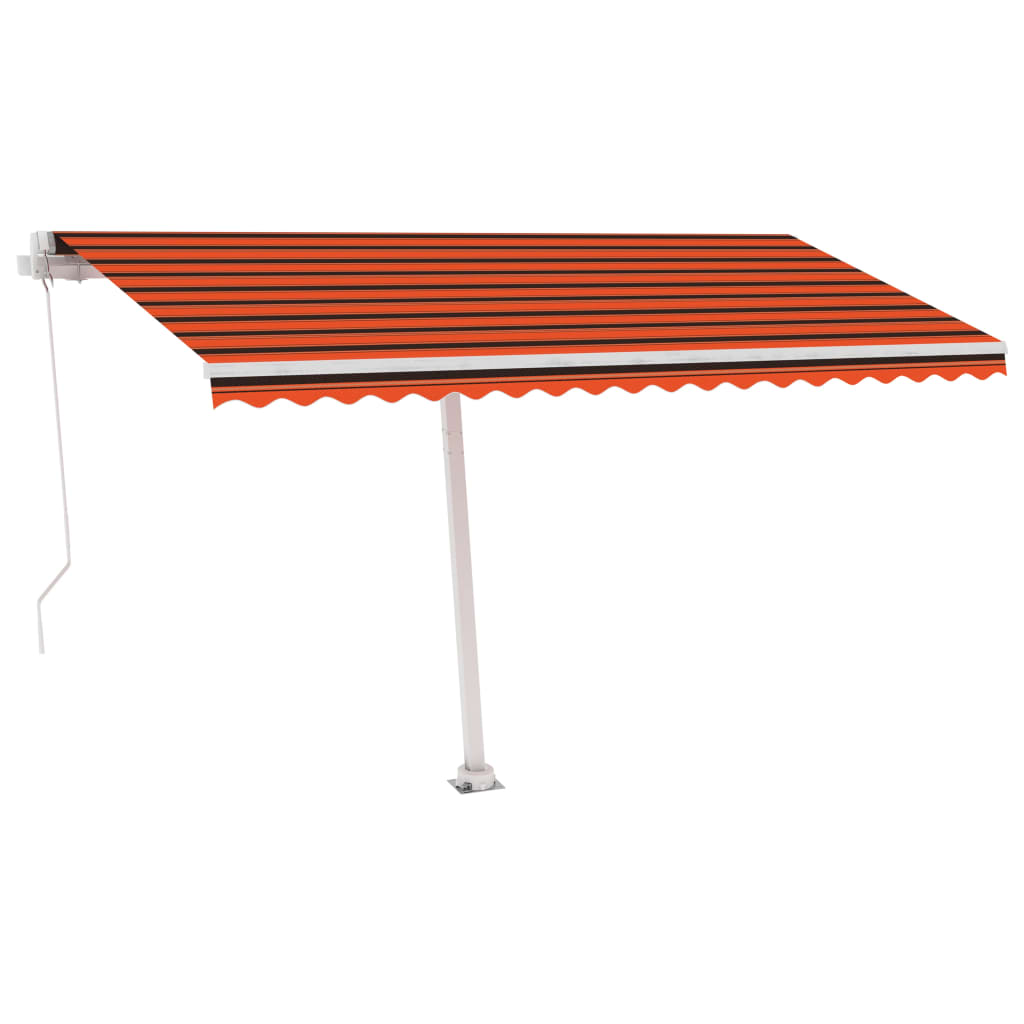 vidaXL Freestanding Manual Retractable Awning 400x300 cm Orange/Brown