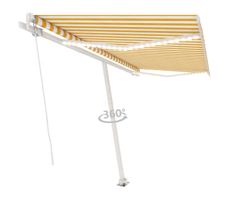 vidaXL Tenda da Sole Retrattile Manuale e LED 400x300cm Gialla Bianca