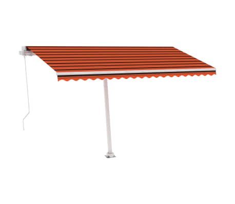 vidaXL Luifel handmatig uittrekbaar met LED 400x300 cm oranje en bruin