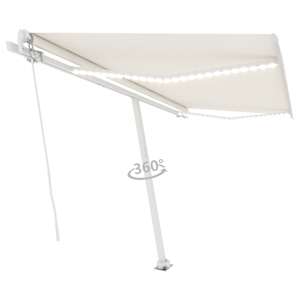 vidaXL Manual Retractable Awning with LED 450x300 cm Cream