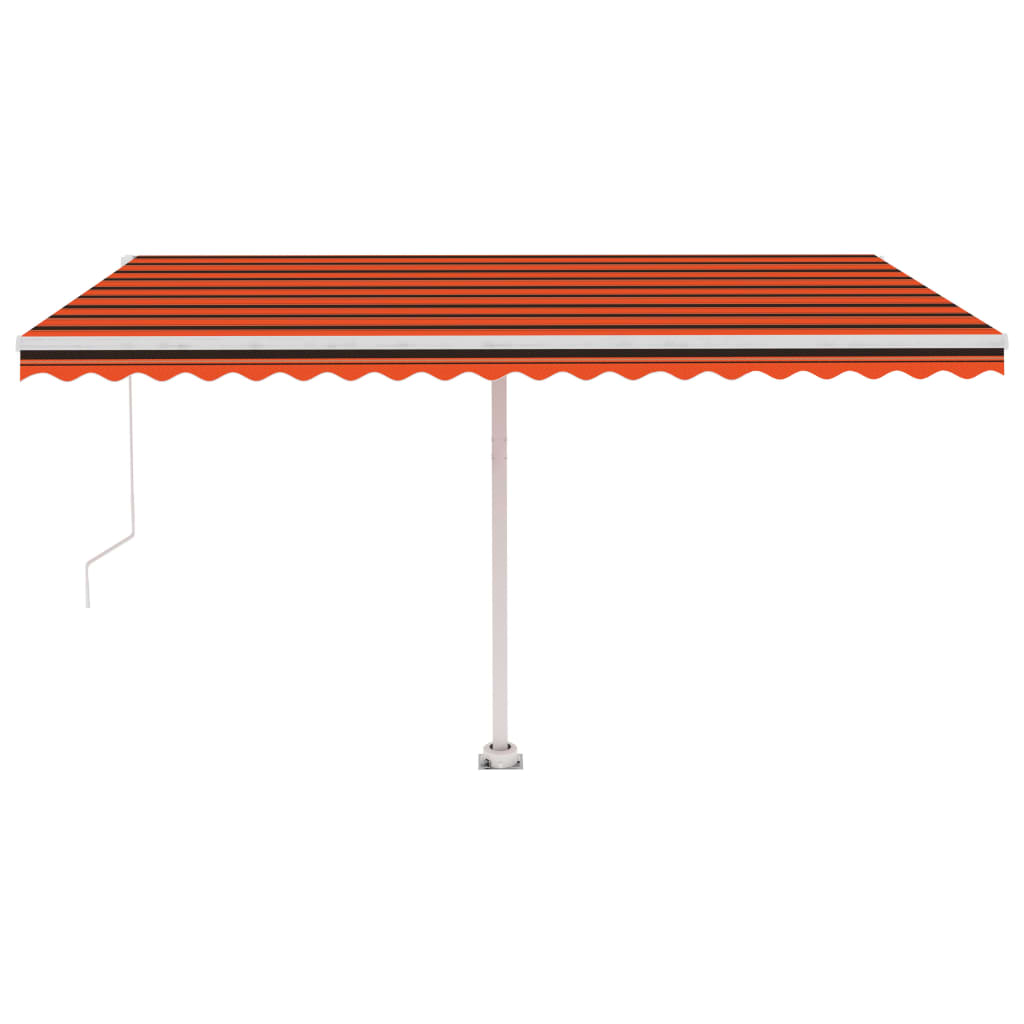 vidaXL Luifel handmatig uittrekbaar met LED 450x300 cm oranje en bruin afbeelding