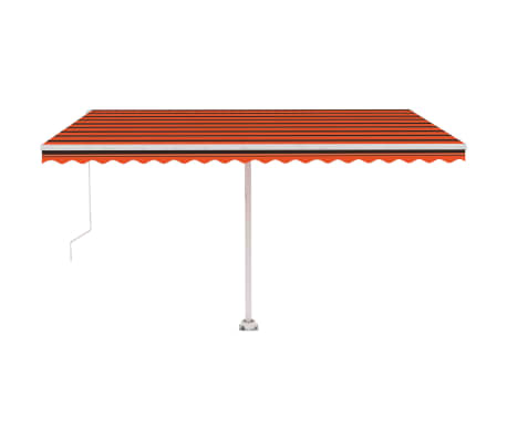 vidaXL Manual Retractable Awning with LED 450x300 cm Orange and Brown