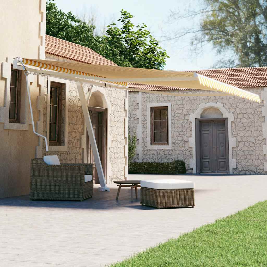 vidaXL Copertină autonomă retractabilă automat galben&alb 450x300 cm