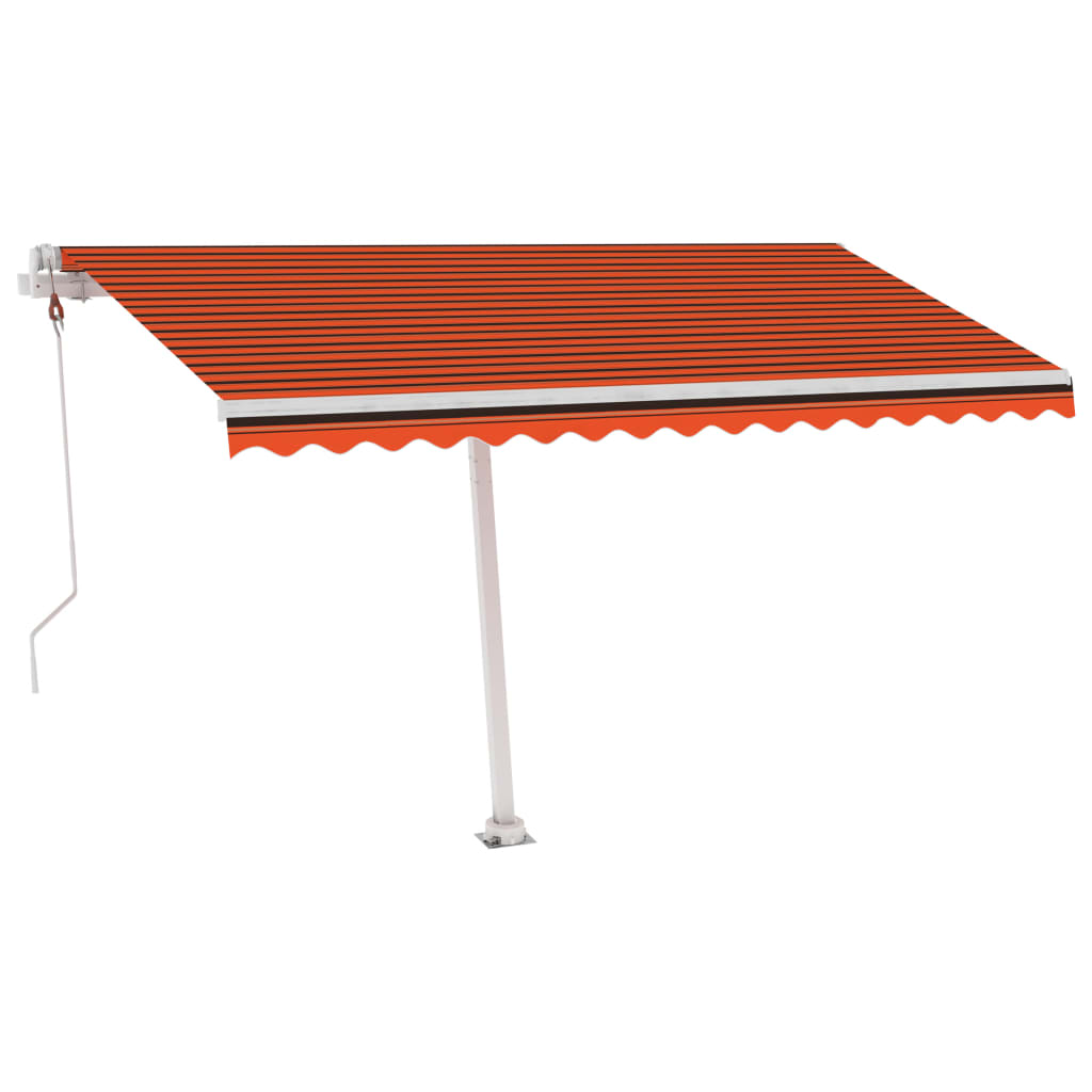 pull-out awning, LED, wind sensors, orange brown, 450x300 cm