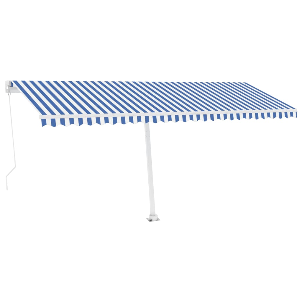vidaXL Volně stojící ručně zatahovací markýza 500 x 300 cm modrá/bílá