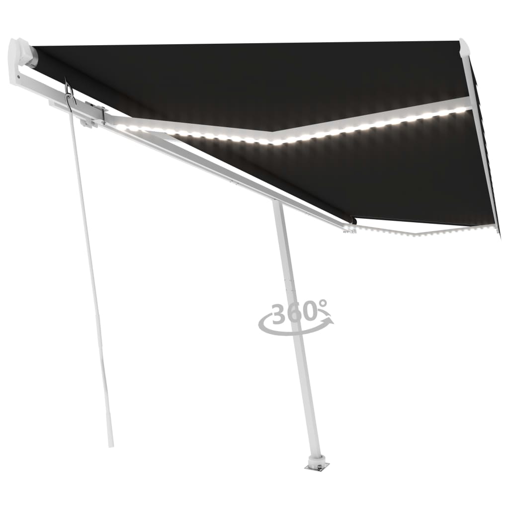 vidaXL Copertină retractabilă manual cu LED, antracit, 500x300 cm