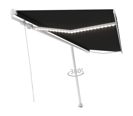 vidaXL Copertină retractabilă manual cu LED, antracit, 500x300 cm