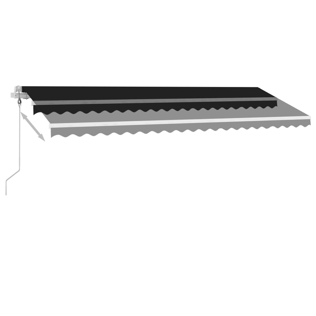 antracitszürke szélérzékelős és LED-es napellenző 500 x 300 cm