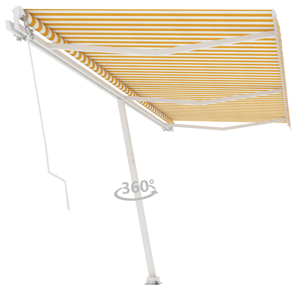 vidaXL Volně stojící ručně zatahovací markýza 600 x 300 cm žlutá/bílá