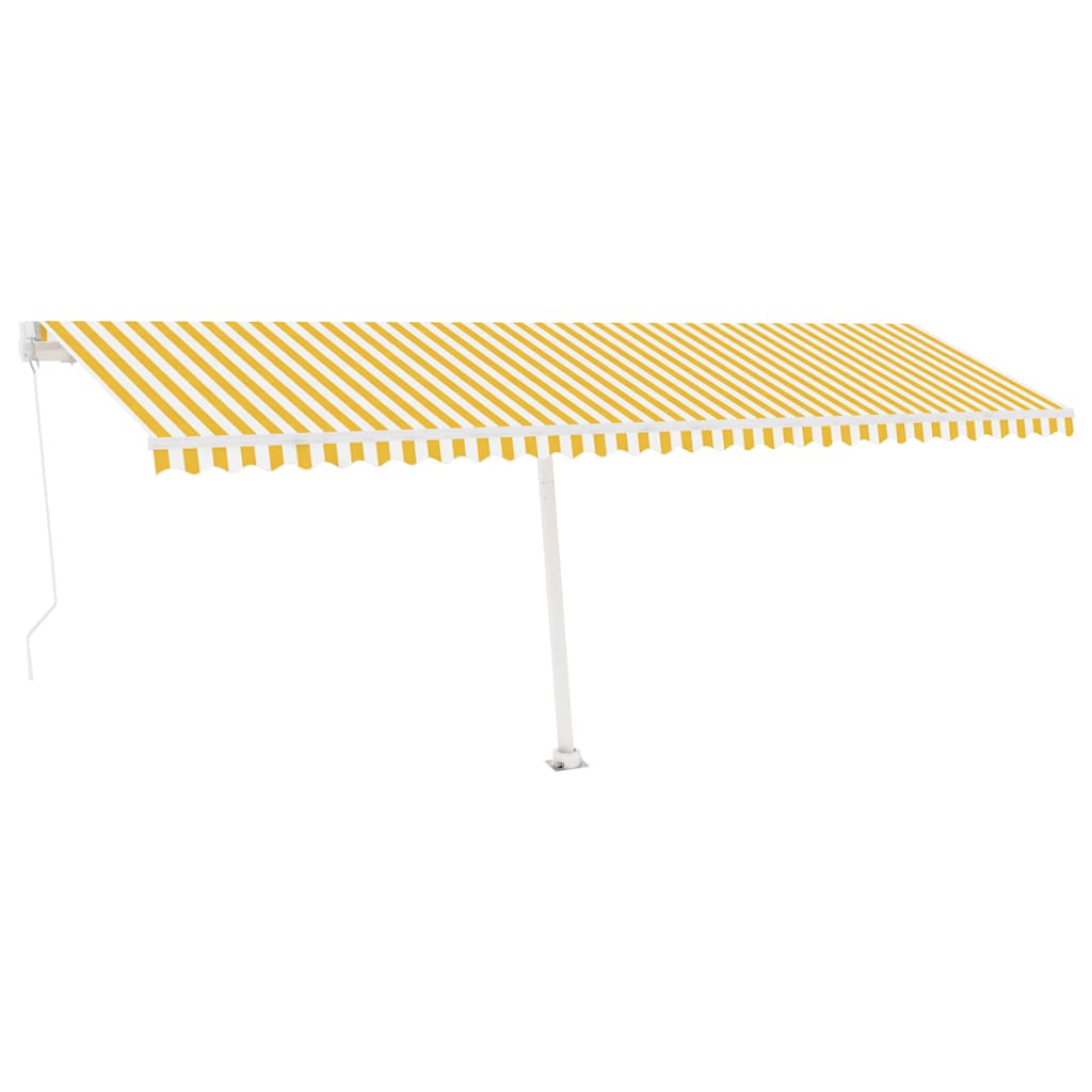 vidaXL Volně stojící ručně zatahovací markýza 600 x 300 cm žlutá/bílá