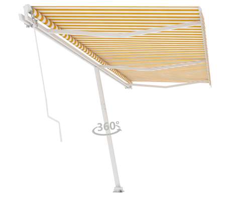 vidaXL Luifel vrijstaand handmatig uittrekbaar 600x300 cm geel en wit