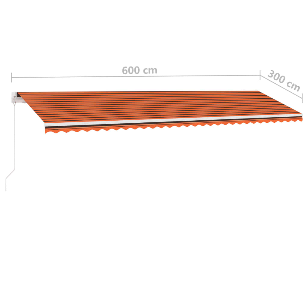 Prostostoječa ročno zložljiva tenda 600x300 cm oranžna/rjava