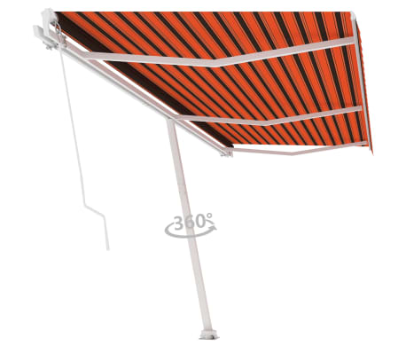 vidaXL Toldo de pie retráctil manual naranja y marrón 600x300 cm